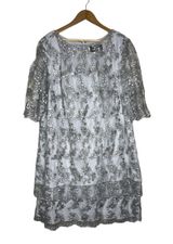 Alex Evenings Floral Embroidered Shimmer Sheath Tiered Dress Photo 0