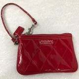 Coach Poppy red gloss quilted patent leather wristlet coin wallet FLAWED Photo 0
