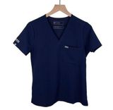 Figs Catarina One Pocket Scrub Top Navy Blue Aya Healthcare Embroidered Size XS Photo 0