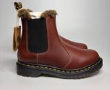 Dr. Martens 2976 Leonore Abruzzo WP Leather Faux Fur Lined Chelsea Boots - Brown Photo 0