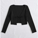 Black Ribbed Knit Top Photo 0