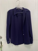 Theory Navy Button Down Shirt Photo 0