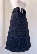 Vintage ‘90s Valerie Stevens Black & Pink Belted Knee Length Skirt Photo 0