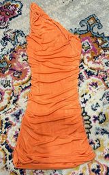 Amazon Orange One Shoulder Bodycon Dress Photo 0