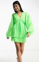 Neon Green Design Trapeze Mini Dress XS Photo 0