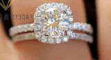 2.20 ctw Round Halo Engagement Ring, Bridal Set, Wedding Band,  Moissanite Photo 0