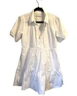 Abercrombie & Fitch Crisp White Tiered Shirt Dress with Built in Slip Women's S Photo 0