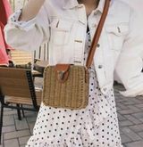 Summer & Rose Straw Square Crossbody Purse Woven Jute Coastal Grandma Preppy Bag Photo 0