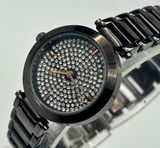 Women’s Metallic Black Crystal Dial Stainless Steel Fashion Watch Working Photo 0