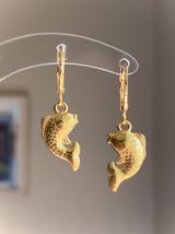 gold tone fully stainless steel koi fish simple earrings🌀🐟 Photo 0