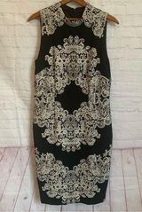 Adrianna Papell  black & off white lace print sleeveless sheath dress Size 10 Photo 0