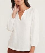 Marine Layer Jamie Banded Collar Top White Size M New with Tag Photo 0