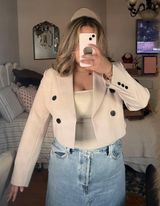 Croped White Cream Blazer Trendy Chic Photo 0