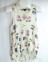 American Eagle Outfitters Cream with Flowers Sleeveless Blouse Womens Size - M Photo 0