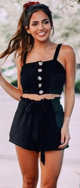 Black Two Piece Button Down Set Photo 0