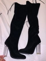 High Knee Boots Black Size 6 Photo 0
