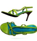 Lauren Ralph Lauren Vintage Reptile Green Sling Back Heeled Sandals sz 6 Photo 0