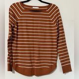 STACCATO size small round hem burnt orange striped sweater long sleeve boat neck Photo 0
