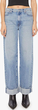 NWOT MOTHER The Dodger Skimp High Waist Cuffed Hem Wide Leg Jeans Leap of Faith Blue Size 26 Photo 0