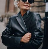 Avec Les Filles  Oversized Faux Leather Blazer Jacket in Black Size Medium Photo 0