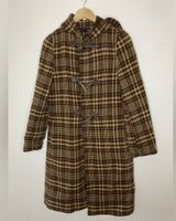 Zara Wool Blend Long Plaid Retro Hooded Trench Coat Photo 0