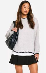 Boohoo Contrast Stitch Oversized Jumper Knit Sweater Photo 0