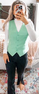 Sincerely Jules Light Green Button Up Vest Photo 0