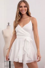 Lucy in the Sky ava wrap dress in white shimmer Photo 0