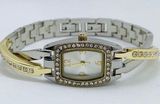 FMD Womens 19mm silver gold tone rhinestones watch bracelet size 7.5” Photo 0