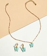 Gold Plated Butterfly Earrings / Necklace Set Photo 0