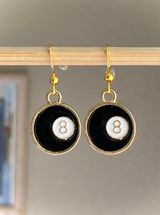 y2k funky grunge style 8 ball simple dangle earrings 🎲🖤💕 Photo 0