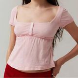 BDG square neck babydoll top in pink  Photo 0
