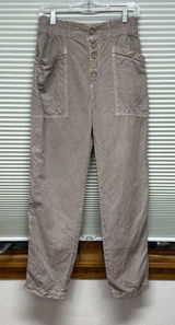 Sundance Tan Taupe Linen Blend Button Up Pants Size 4 Photo 0