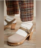 Free People x MIA Abba Clog Ivory Leather Swedish Wooden Platform EU 37 US 6.5-7 Photo 0