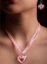 Beautiful Heart With Flowers Murano Italian Glass Necklace Pink Photo 0