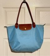 LONGCHAMP Le Pliage Tote Baby Blue Handbag Purse Bag Photo 0