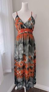 Vintage Y2K She's Cool Orange & Gray Sleeveless Maxi Dress Photo 0
