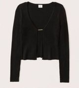 Abercrombie & Fitch Black Cardigan Slim Bar Closure Ribbed- Size Medium Photo 0