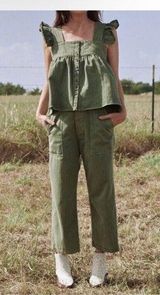 The Great  Sz 27 The Herringbone Trooper Slouchy Pants Army Green Photo 0