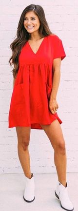 Babydoll Shift Dress Red Photo 0