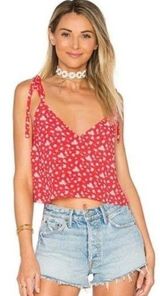 Privacy Please Revolve  Clarkson Cami Size S Red White Floral Photo 0
