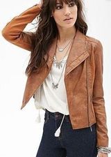 Faux Tan Leather Jacket Photo 0