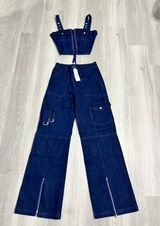 Ivin Ivin Blue Two Piece Crop Top Outfit  Photo 0