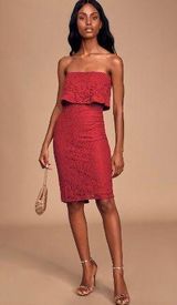 Lulus Red Lace Dress Photo 0