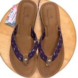Tommy Bahama  Star Paisley Flip Flops Thong Sandals Red White Blue Silver Flower Photo 0