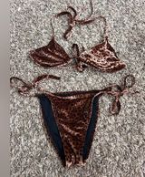 Kendall and Kylie 2 Piece String Tie Bikini Set Velvet Leopard Sz S Photo 0