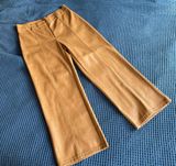 7 For All Mankind Faux Leather Wide Leg Cropped Pants S Brown Photo 0