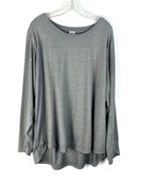 Avia Gray Athleisure Long Sleeve Scallop Cuff Gray Plus Size Top Photo 0