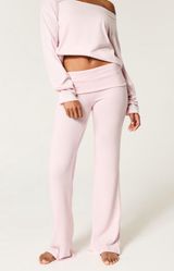 NWT  COZY KNIT FOLDOVER WAIST SLEEP PANTS - petal pink Photo 0