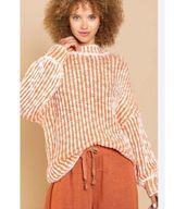 Pol The Moore Sweater Chunky Knit Funnel Neck Orange Striped Size Small Preppy Photo 0